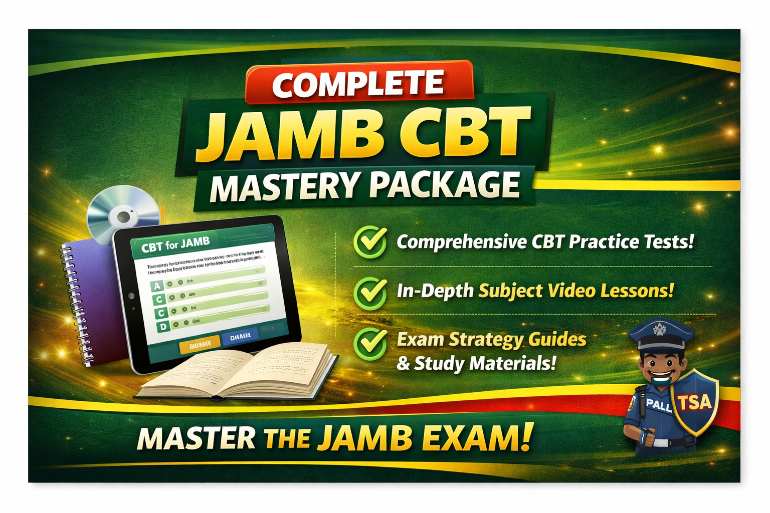 Complete JAMB CBT Mastery Package — Practice tests, video lessons, and study materials