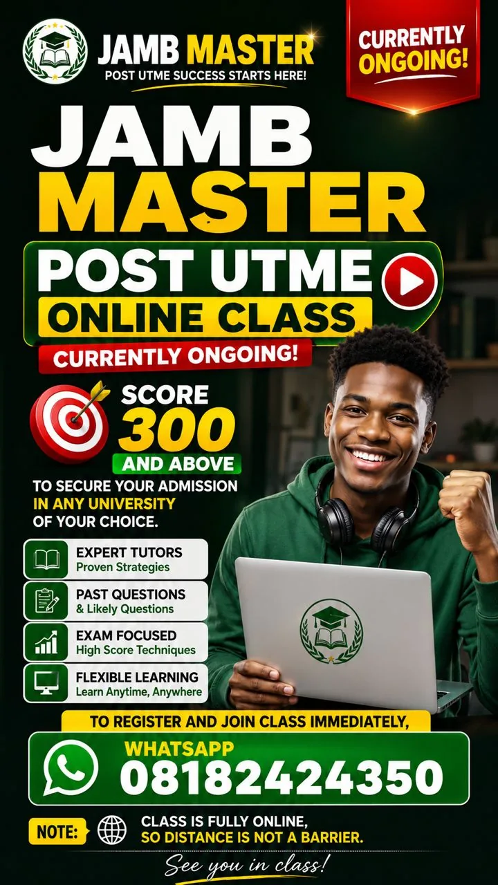 JAMB Master Post-UTME Online Class — Score 300 and above